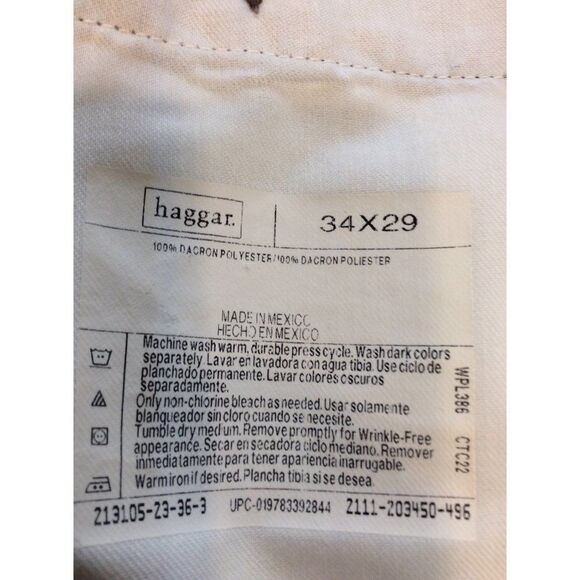 HAGGAR Men Pants 34X29 Brown Polyester - Picture 3 of 3